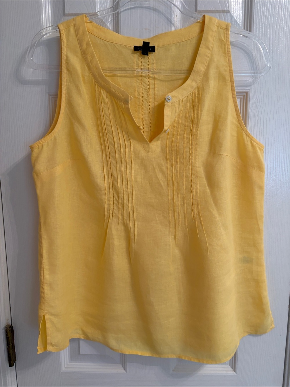 Talbots Size Small Yellow Sleeveless Linen Pin-tuck Top - Excellent Condition